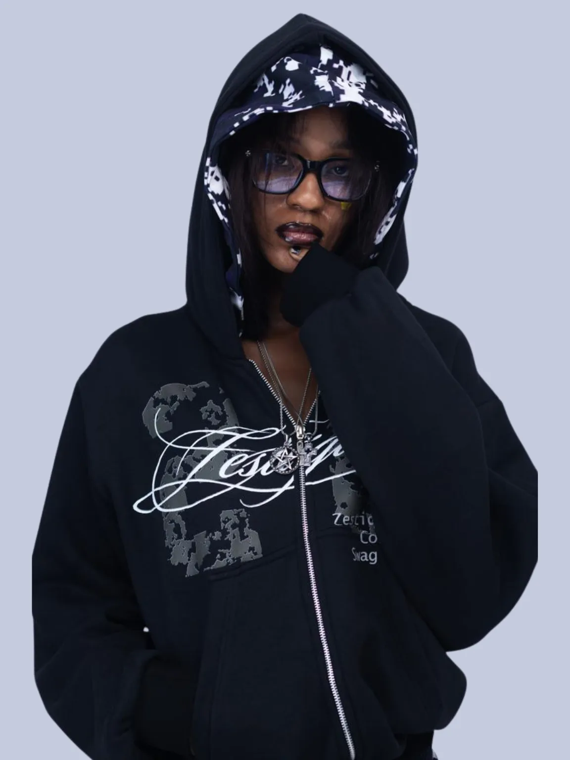 Pixel-Camo Zip-Up Hoodie